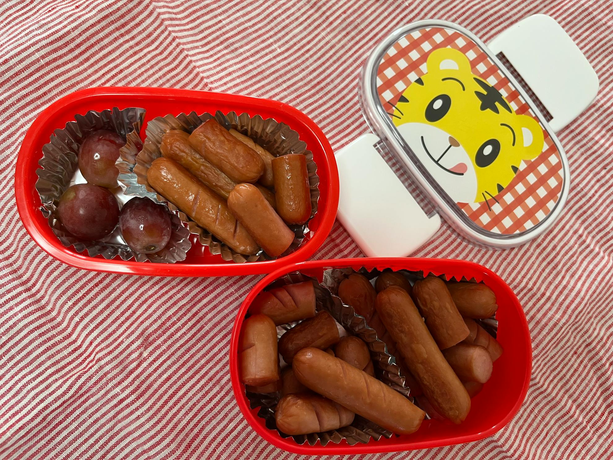 息子弁当盛り付け