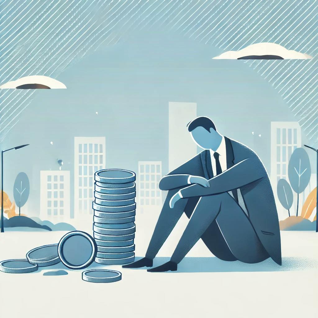 AIを活用できずに業務が停滞している個人や企業のイメージ