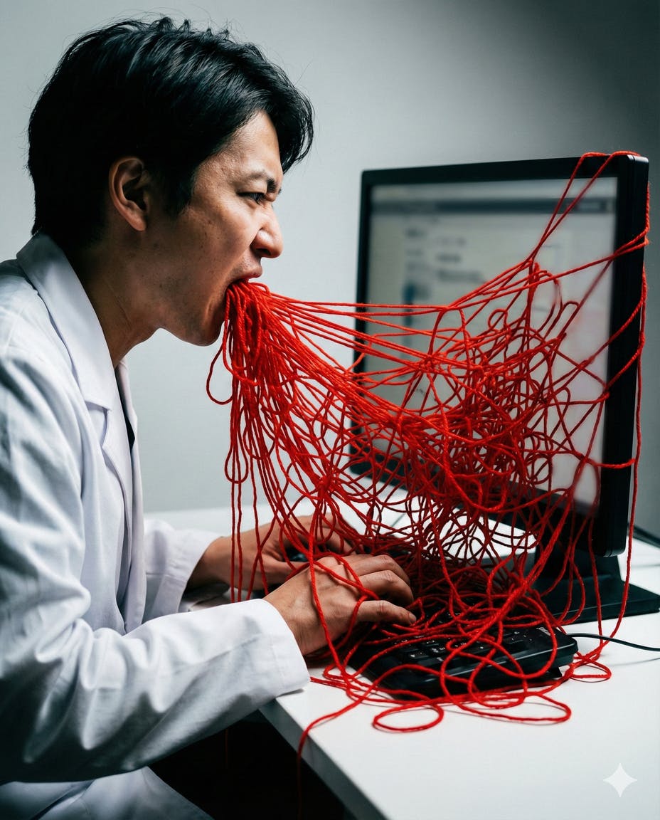 【断絶】絡み合う赤い糸の壁