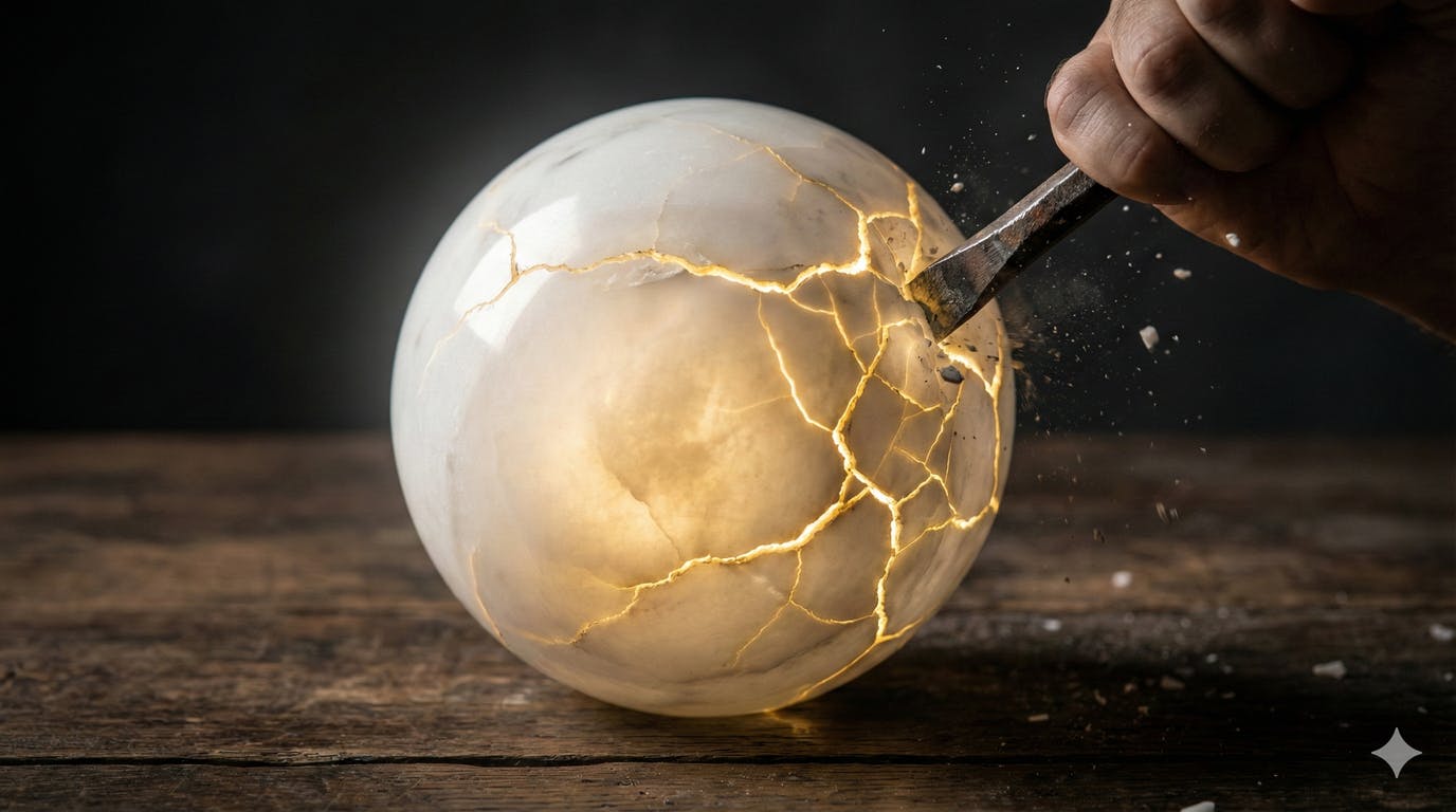 【過ち：破壊される完璧】ひび割れた黄金の卵