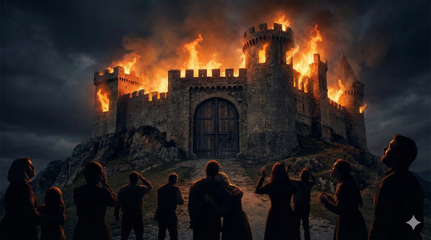 【炎上】閉ざされた城門と置き去りの人々