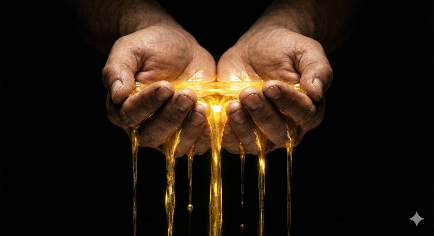 【損失の可視化】 指の隙間からこぼれる「黄金の水」