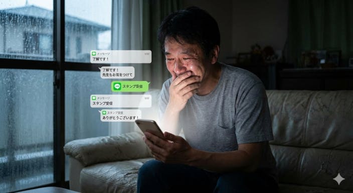 【通知の洪水】 顔を照らす「つながり」の光