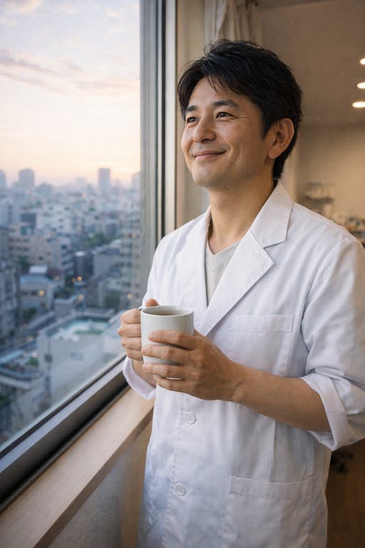 【穏やかな自信】朝日の中、次のステージを見据えて