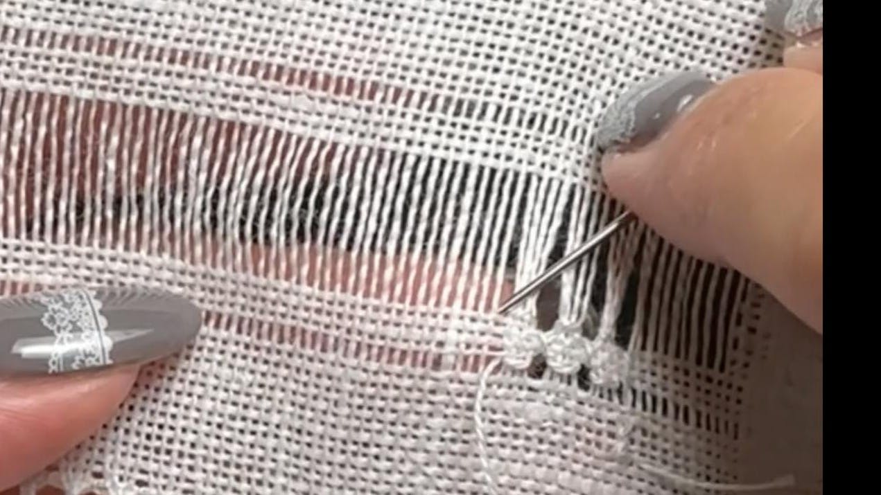 ドロンワークのフォーサイドステッチのやり方動画